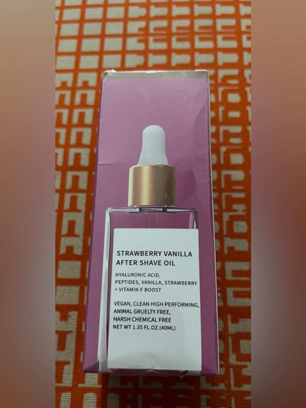 Strawberry Vanilla After Shave Oil - Pink & Gold Dropper Bottle
